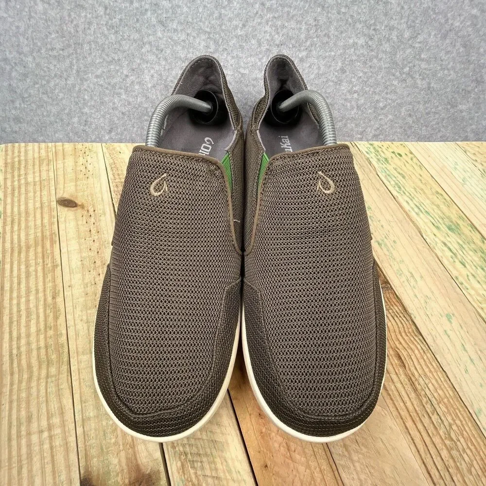 Olukai Nohea Mesh Loafers Mens Sz 9 Mustang Lime Peel Brown Slip On Casual Shoes